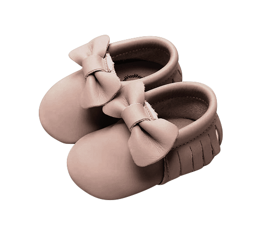 Bow Moccasins - Rose Blush